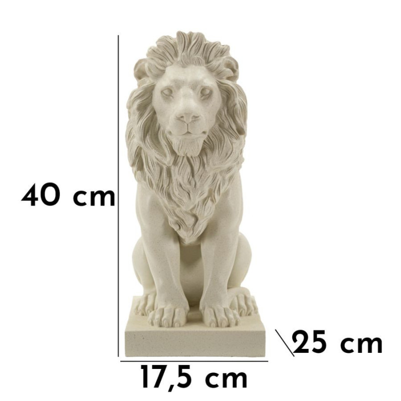 Statuette déco moderne Lion Hauteur 40 cm Résine Blanc crème Stons 