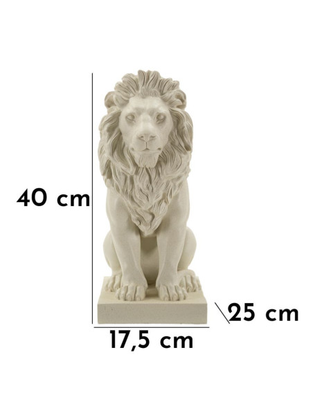 Statuette déco moderne Lion Hauteur 40 cm Résine Blanc crème Stons 