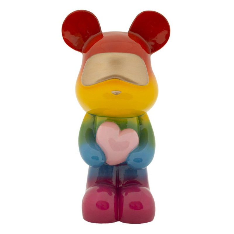 Statuette déco moderne Ourson debout Hauteur 42 cm Résine Multicolore Motif Arc en ciel Rainbow Mauro Ferretti - 1