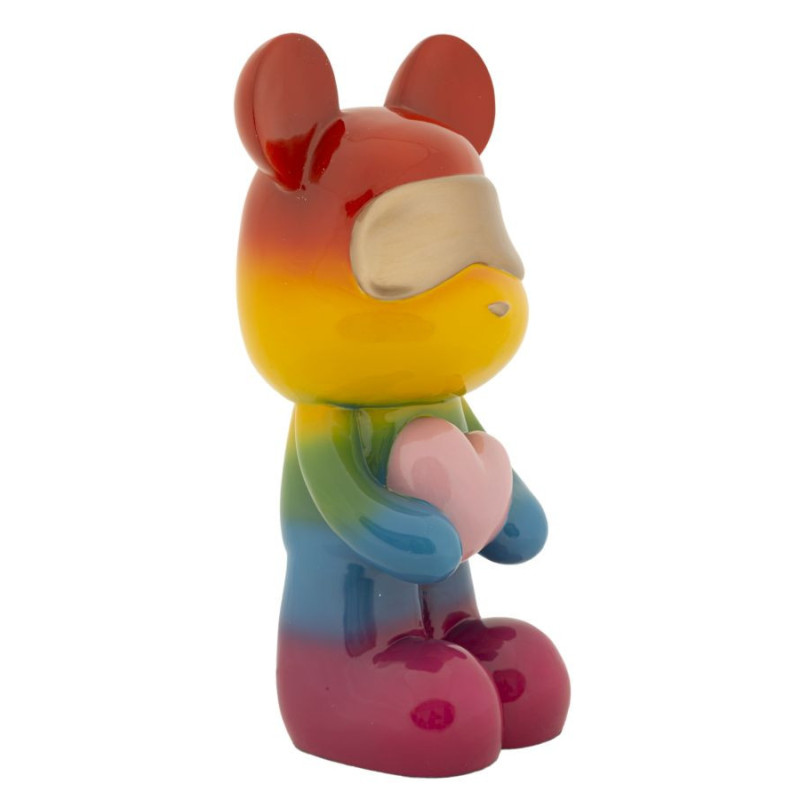 Statuette déco moderne Ourson debout Hauteur 42 cm Résine Multicolore Motif Arc en ciel Rainbow Mauro Ferretti - 2