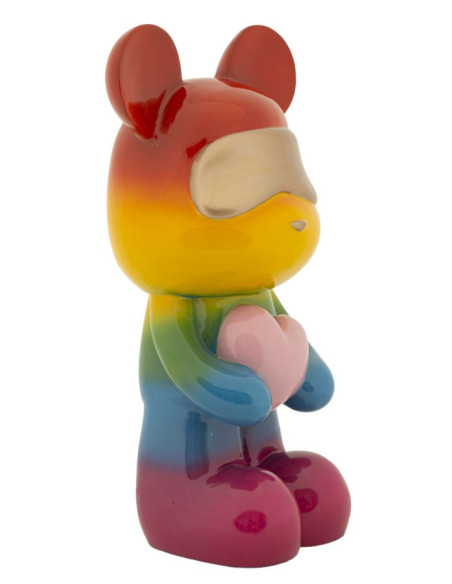 Statuette déco moderne Ourson debout Hauteur 42 cm Résine Multicolore Motif Arc en ciel Rainbow Mauro Ferretti - 2