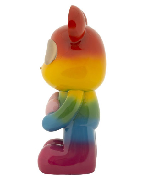 Statuette déco moderne Ourson debout Hauteur 42 cm Résine Multicolore Motif Arc en ciel Rainbow Mauro Ferretti - 3