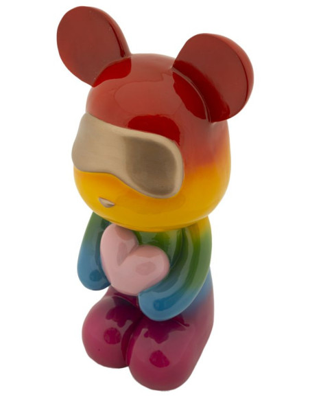 Statuette déco moderne Ourson debout Hauteur 42 cm Résine Multicolore Motif Arc en ciel Rainbow Mauro Ferretti - 6