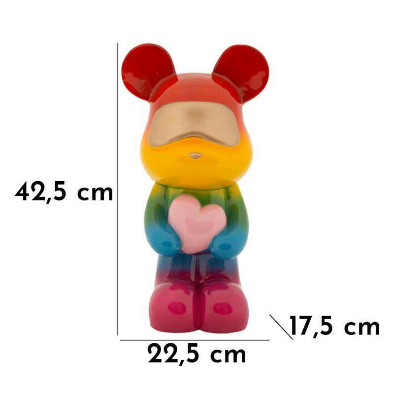 Statuette déco moderne Ourson debout Hauteur 42 cm Résine Multicolore Motif Arc en ciel Rainbow Mauro Ferretti - 8