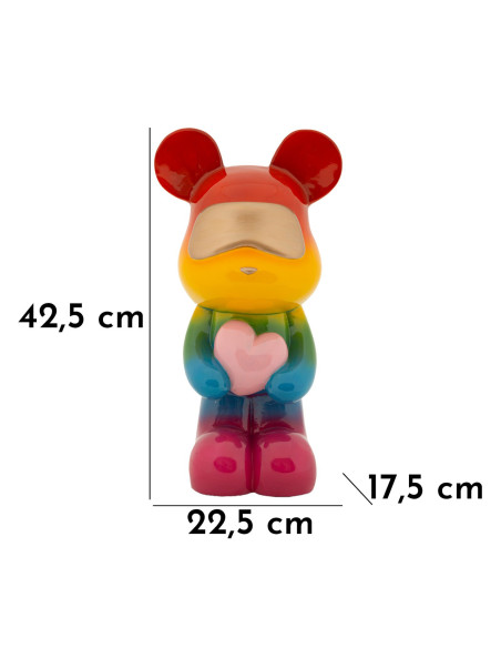 Statuette déco moderne Ourson debout Hauteur 42 cm Résine Multicolore Motif Arc en ciel Rainbow Mauro Ferretti - 8