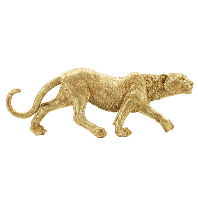 Grande Statue déco moderne Léopard 89 cm Résine Doré Shant 