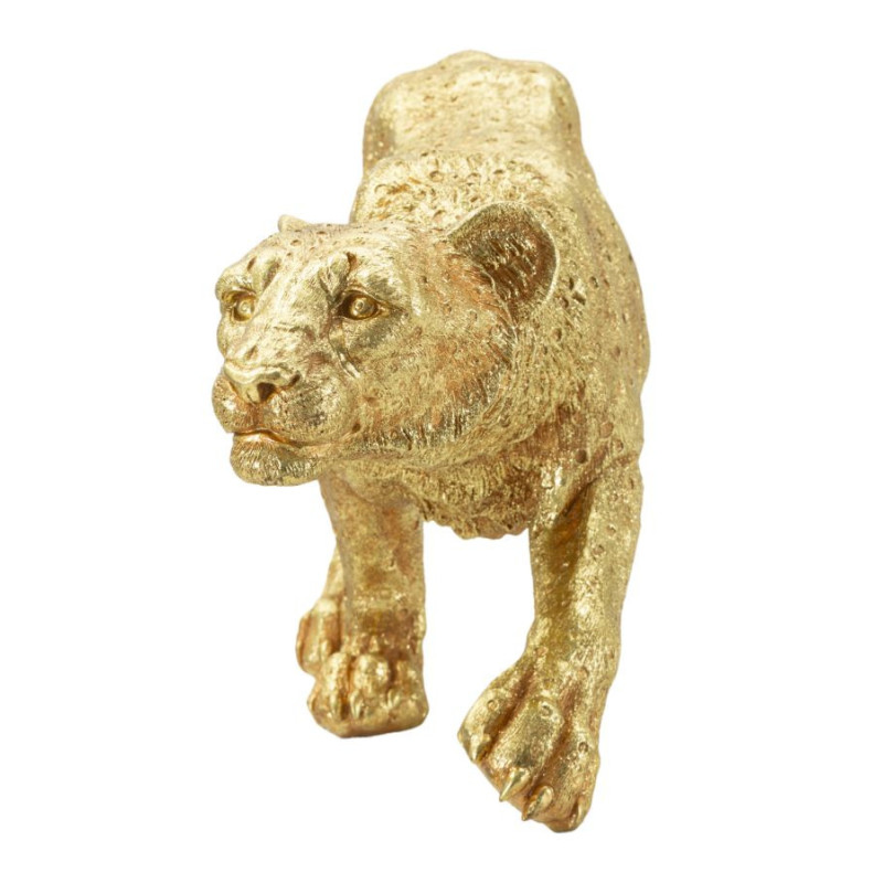 Grande Statue déco moderne Léopard 89 cm Résine Doré Shant 