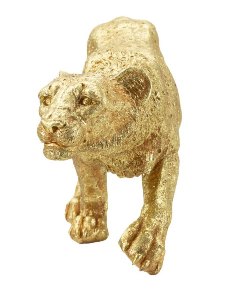 Grande Statue déco moderne Léopard 89 cm Résine Doré Shant 