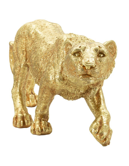 Grande Statue déco moderne Léopard 89 cm Résine Doré Shant 