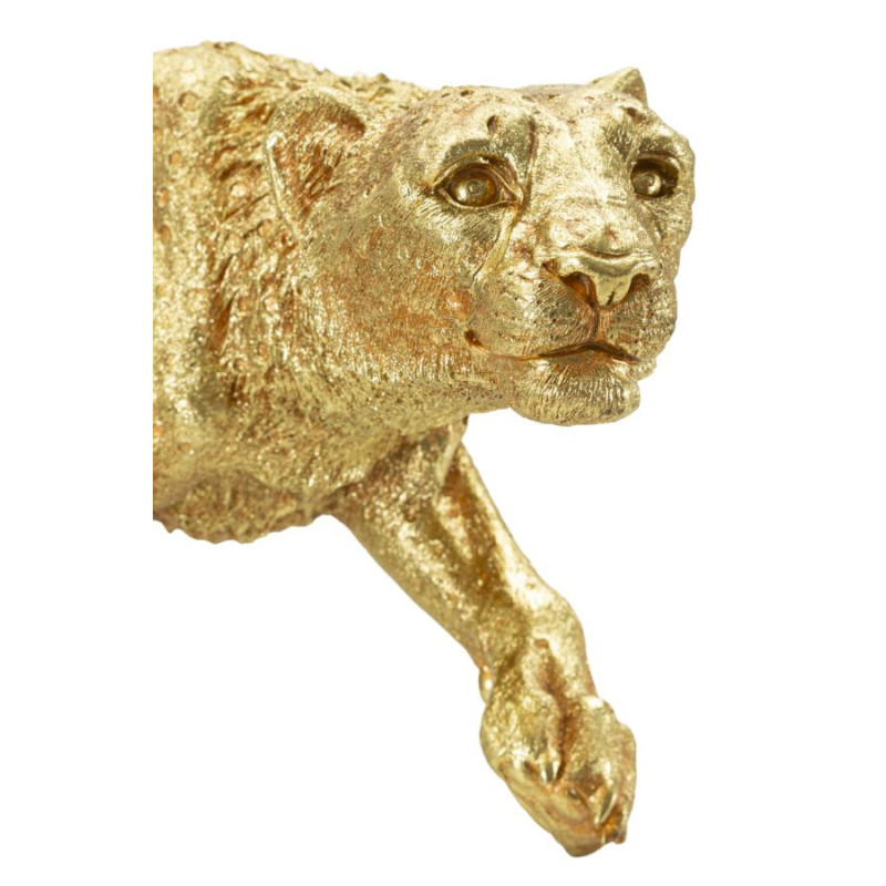 Grande Statue déco moderne Léopard 89 cm Résine Doré Shant 