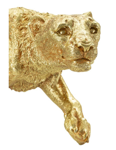 Grande Statue déco moderne Léopard 89 cm Résine Doré Shant 