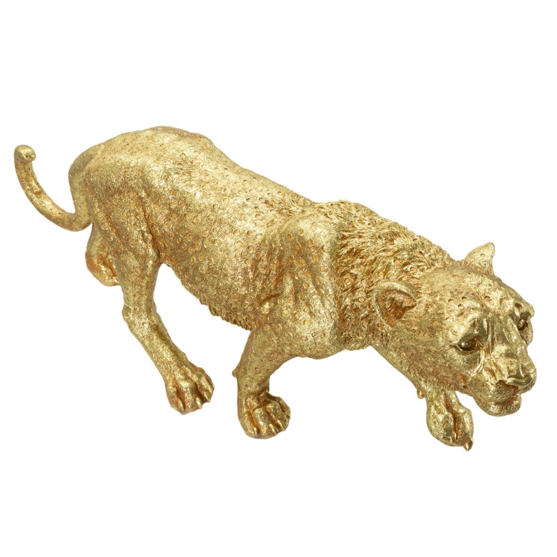 Grande Statue déco moderne Léopard 89 cm Résine Doré Shant 
