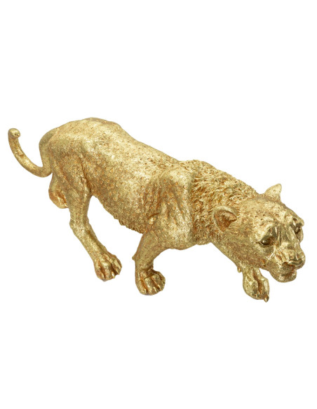 Grande Statue déco moderne Léopard 89 cm Résine Doré Shant 