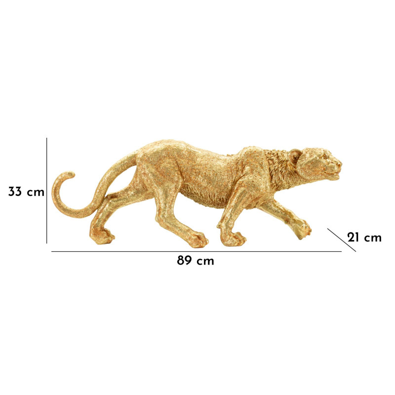 Grande Statue déco moderne Léopard 89 cm Résine Doré Shant 