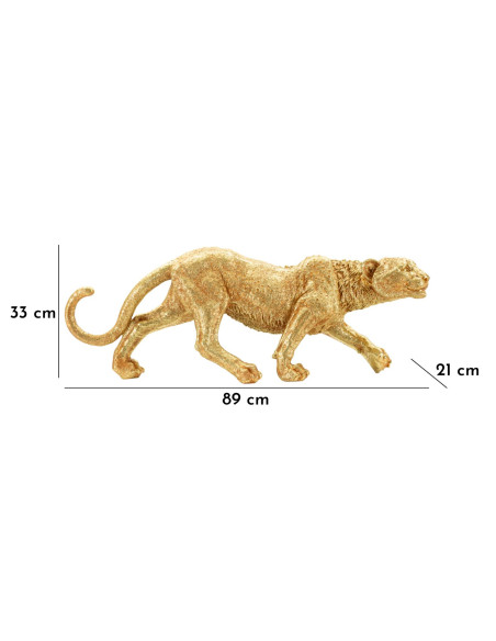 Grande Statue déco moderne Léopard 89 cm Résine Doré Shant 