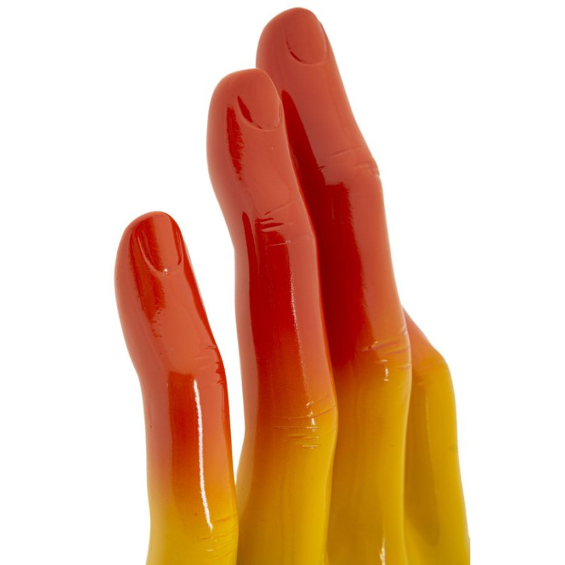 Statuette déco moderne Main Ok Hauteur 36 cm Résine Multicolore Motif Arc en ciel Rainbow 