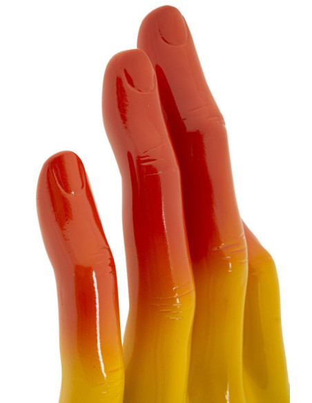 Statuette déco moderne Main Ok Hauteur 36 cm Résine Multicolore Motif Arc en ciel Rainbow 