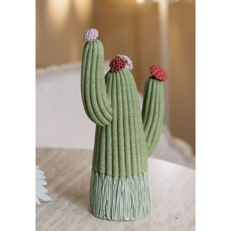 Statuette déco originale Cactus Hauteur 20 cm Résine Vert Cactacee 