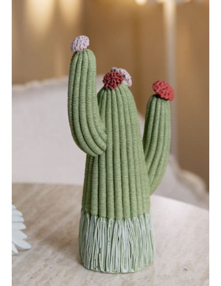 Statuette déco originale Cactus Hauteur 20 cm Résine Vert Cactacee 