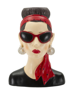 Vase moderne chic Femme Hauteur 27 cm Résine Noir Beige Rouge Hollywood 