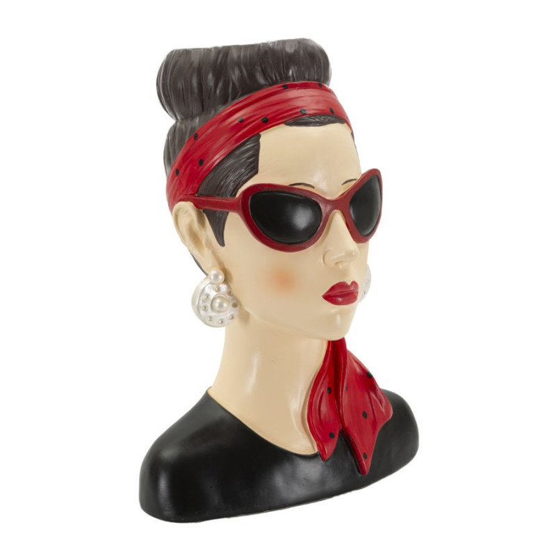 Vase moderne chic Femme Hauteur 27 cm Résine Noir Beige Rouge Hollywood 