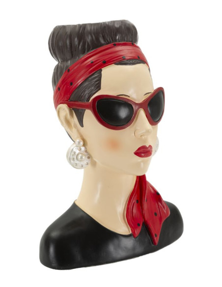 Vase moderne chic Femme Hauteur 27 cm Résine Noir Beige Rouge Hollywood 