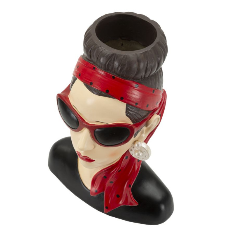 Vase moderne chic Femme Hauteur 27 cm Résine Noir Beige Rouge Hollywood 