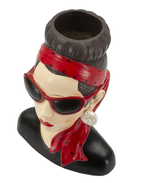 Vase moderne chic Femme Hauteur 27 cm Résine Noir Beige Rouge Hollywood 