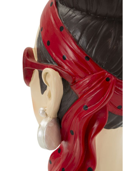 Vase moderne chic Femme Hauteur 27 cm Résine Noir Beige Rouge Hollywood 