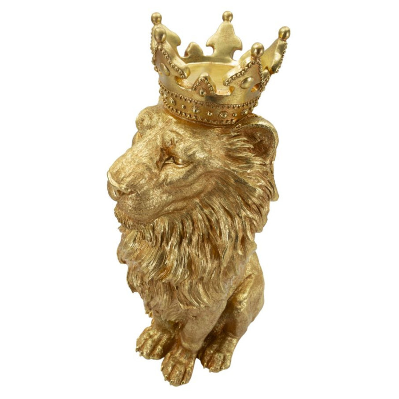Grande Statue déco moderne Lion Hauteur 74 cm Résine Doré Shant 