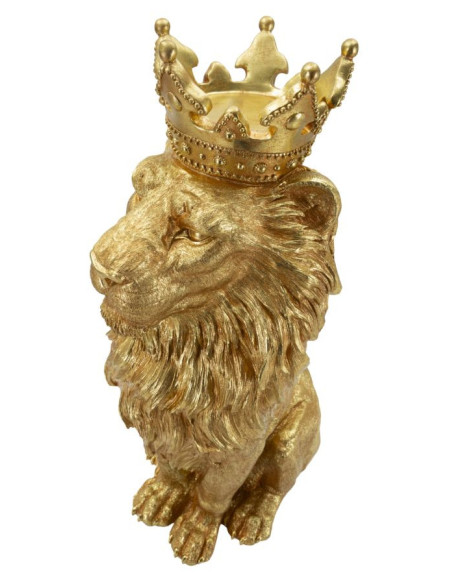 Grande Statue déco moderne Lion Hauteur 74 cm Résine Doré Shant 