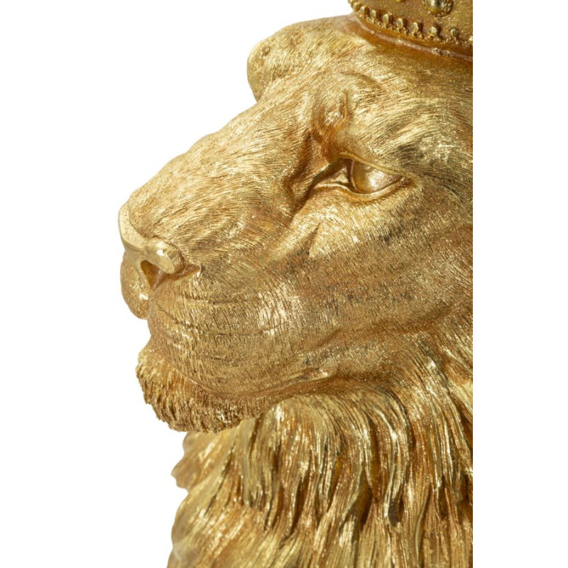 Grande Statue déco moderne Lion Hauteur 74 cm Résine Doré Shant 