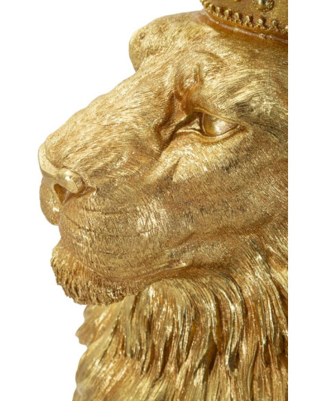 Grande Statue déco moderne Lion Hauteur 74 cm Résine Doré Shant 