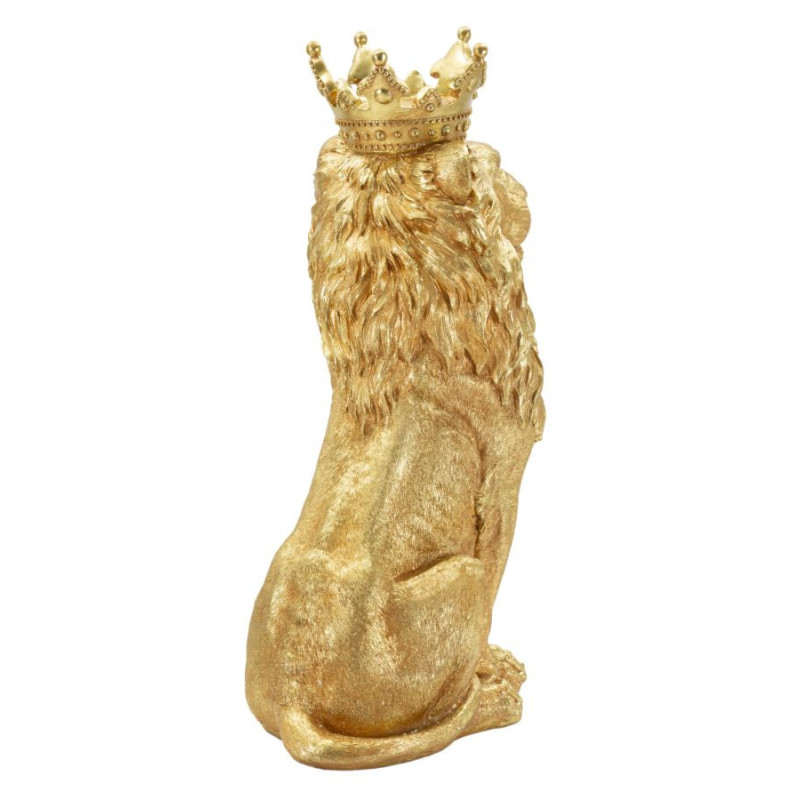 Grande Statue déco moderne Lion Hauteur 74 cm Résine Doré Shant 