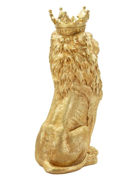 Grande Statue déco moderne Lion Hauteur 74 cm Résine Doré Shant 