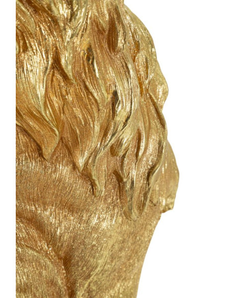 Grande Statue déco moderne Lion Hauteur 74 cm Résine Doré Shant 
