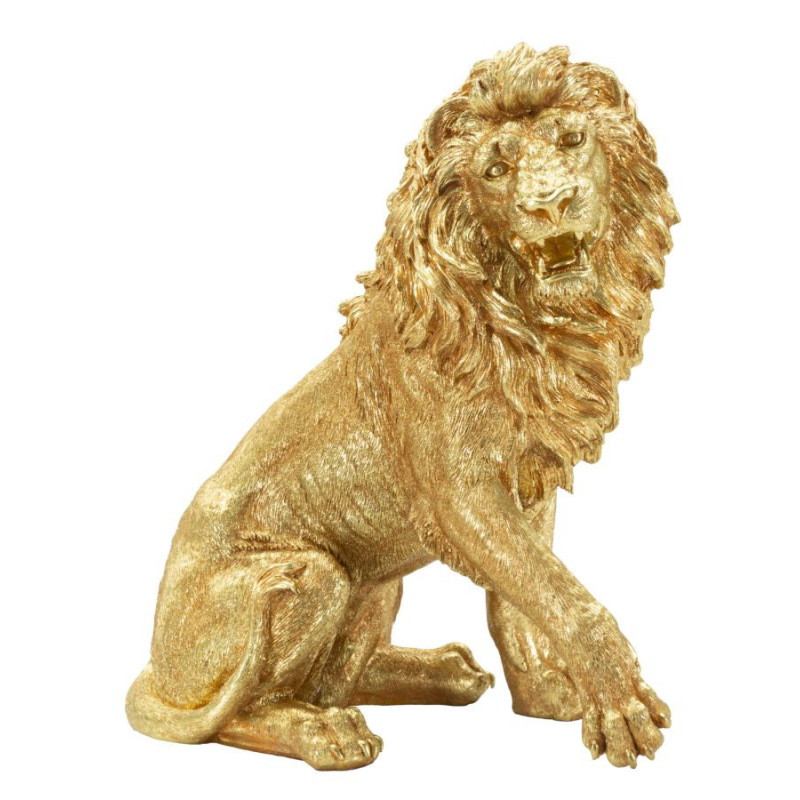 Statue déco moderne Lion Hauteur 55 cm Résine Doré Shant 