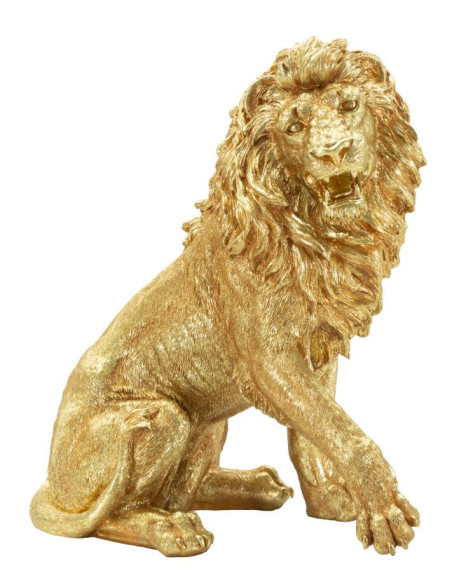 Statue déco moderne Lion Hauteur 55 cm Résine Doré Shant 