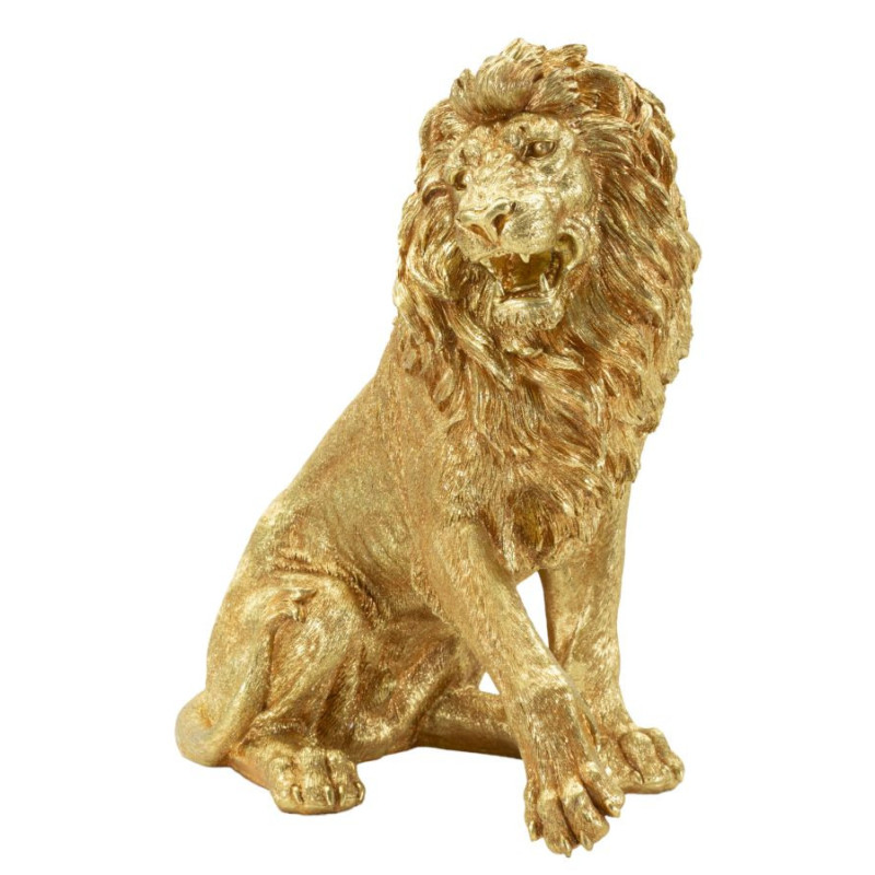 Statue déco moderne Lion Hauteur 55 cm Résine Doré Shant 