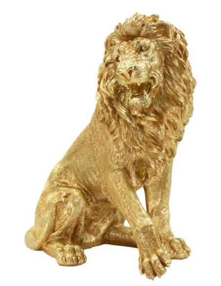 Statue déco moderne Lion Hauteur 55 cm Résine Doré Shant 
