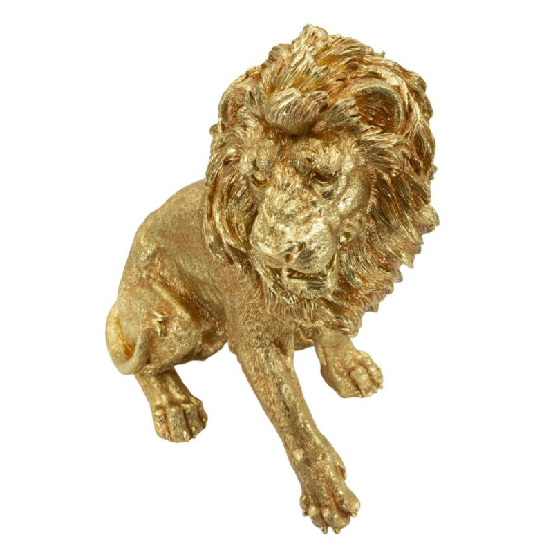 Statue déco moderne Lion Hauteur 55 cm Résine Doré Shant 