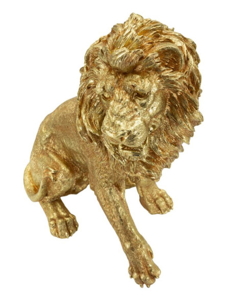 Statue déco moderne Lion Hauteur 55 cm Résine Doré Shant 