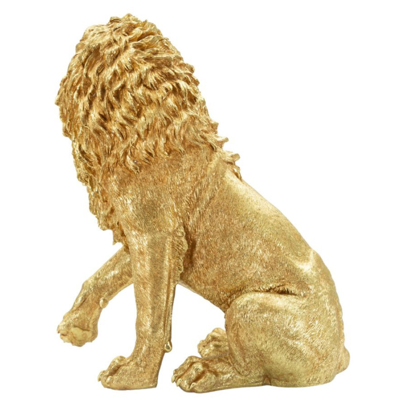 Statue déco moderne Lion Hauteur 55 cm Résine Doré Shant 