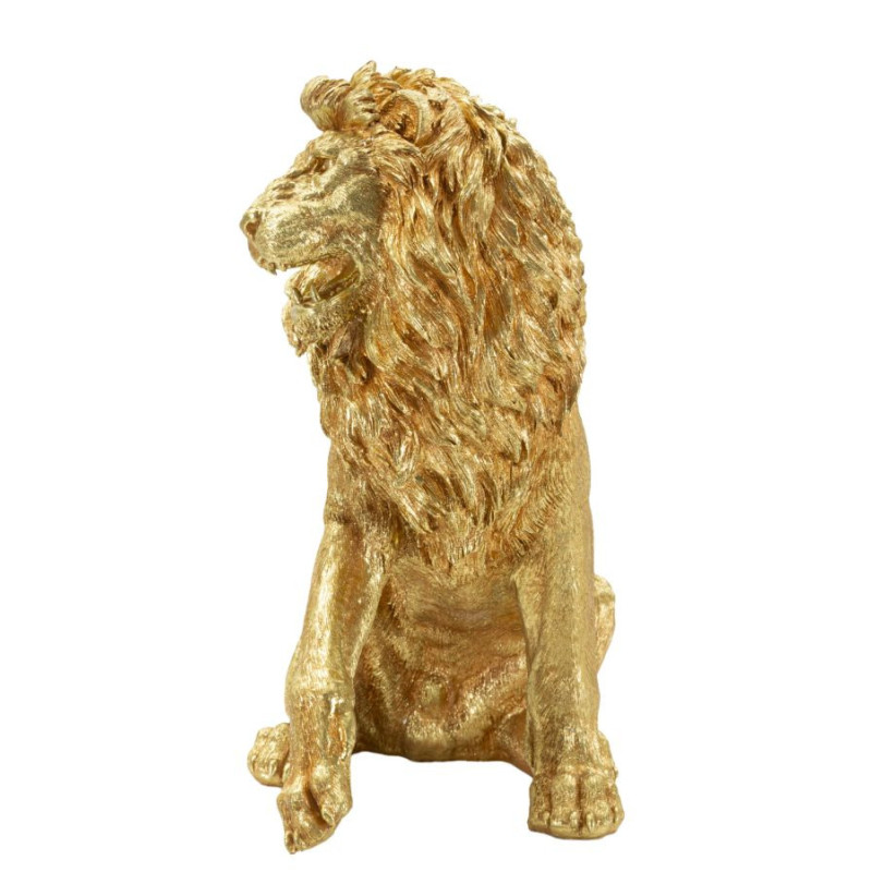 Statue déco moderne Lion Hauteur 55 cm Résine Doré Shant 