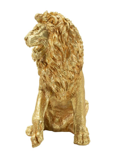Statue déco moderne Lion Hauteur 55 cm Résine Doré Shant 