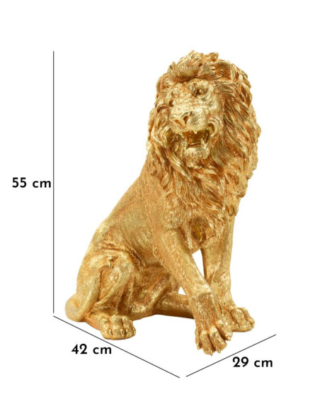 Statue déco moderne Lion Hauteur 55 cm Résine Doré Shant 