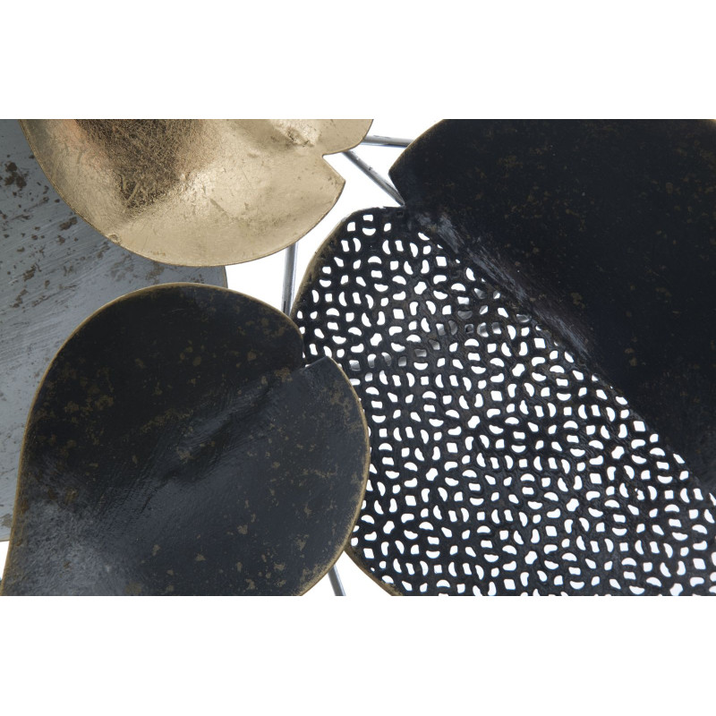 Décoration murale moderne Feuilles 62x40 Métal Noir Blanc crème Doré Leaf 