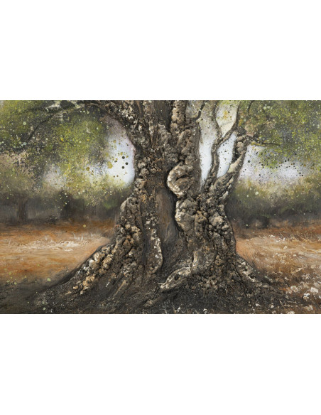 Grande Toile murale peinte moderne Oliviers 120x80 Olivo C 