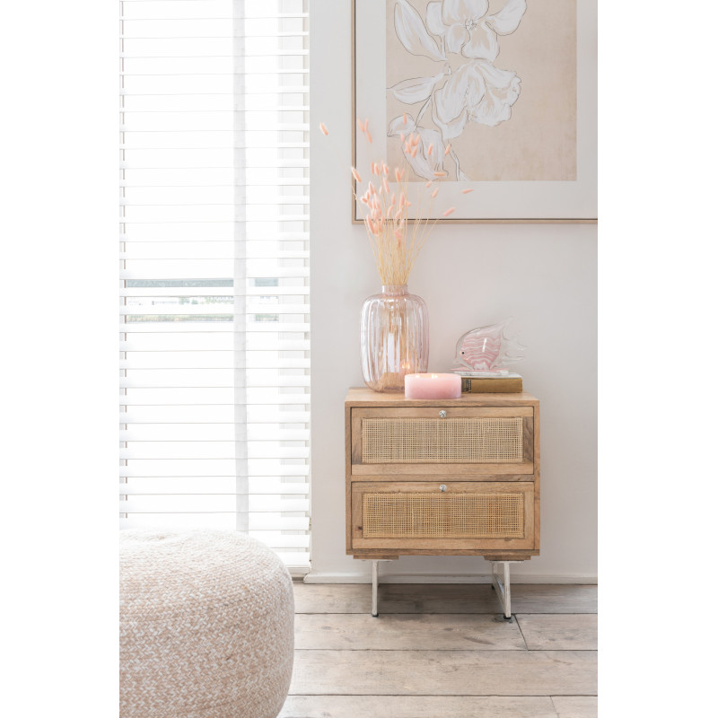 Table de chevet Weaving 2 tiroirs en Bois de manguier Naturel Rotin Naturel - 2