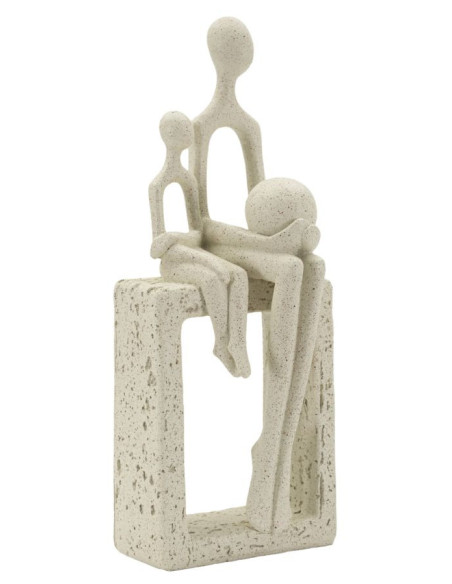 Statuette déco abstraite Parent Enfant Hauteur 26 cm Résine Blanc crème Stons 